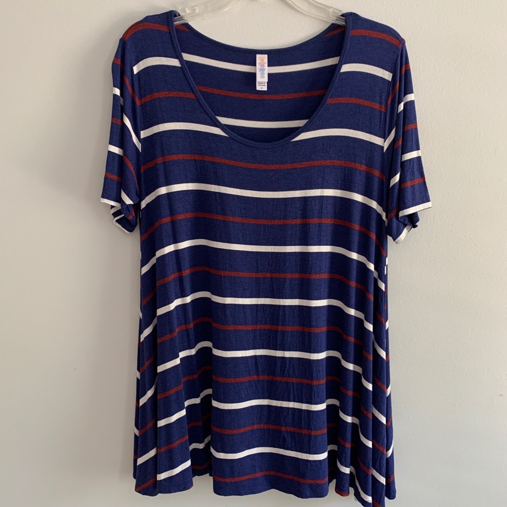 LuLaRoe Perfect Tee Red White Blue Stripe